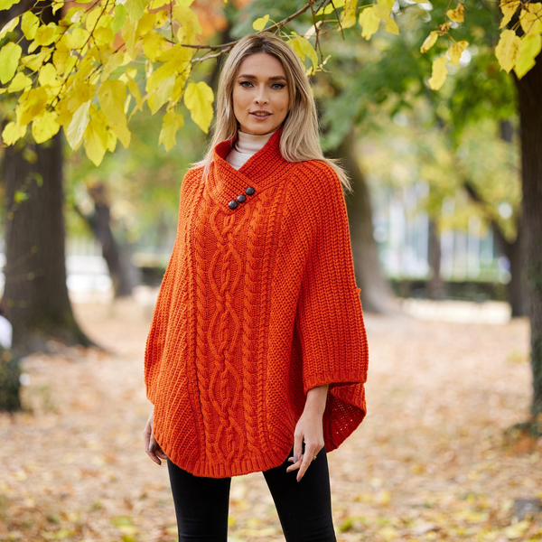 Orange 2025 poncho sweater